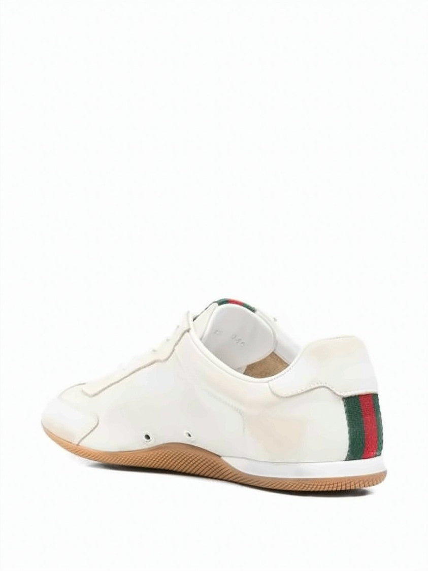 Gucci Low-Profile Leather Sneakers With Signature Stripes