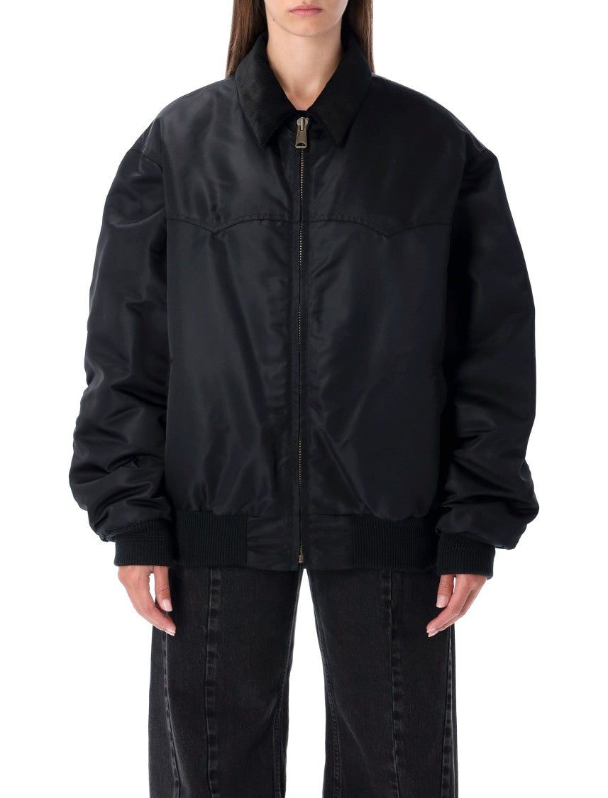 Maison Margiela Oversized Black Nylon Bomber Jacket