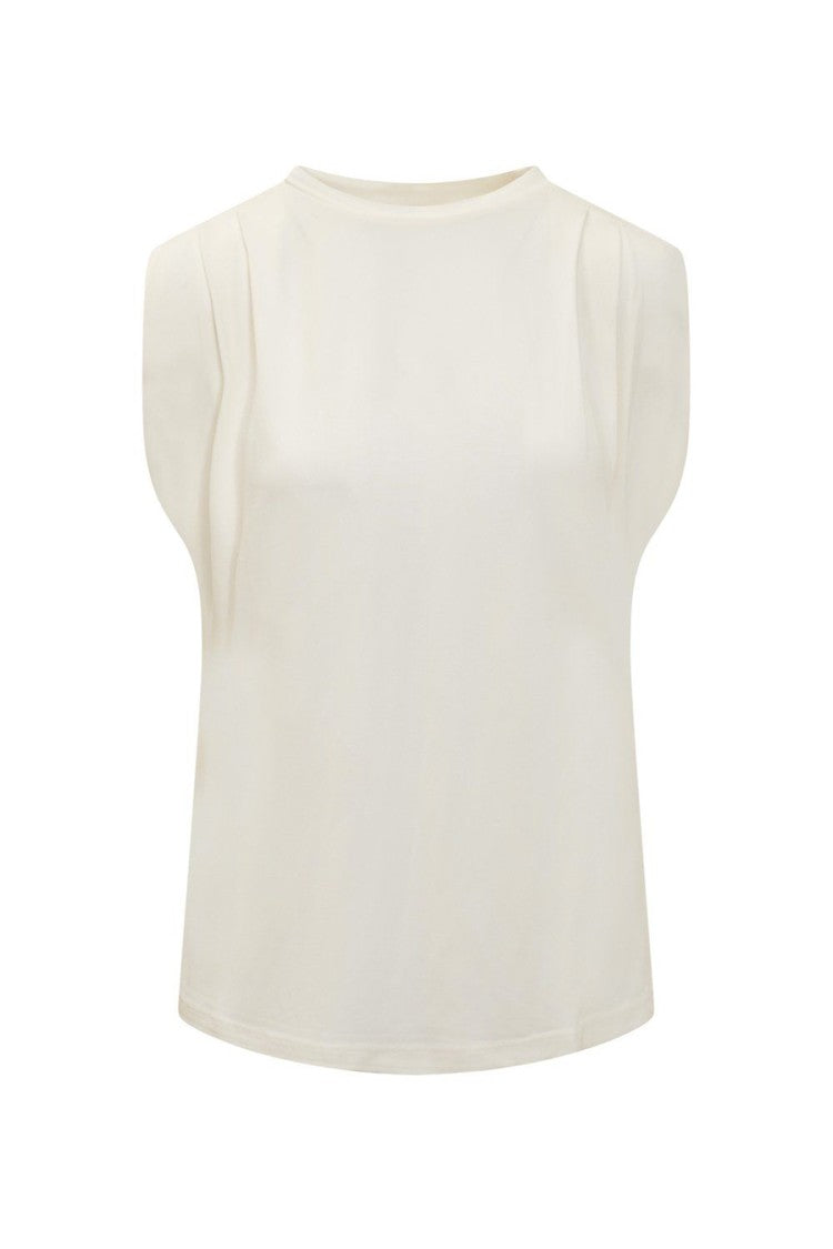 Michael Kors Light Grey Sleeveless T-Shirt Subtle Pleating