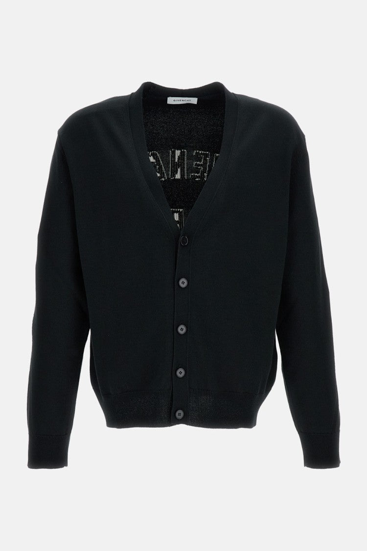 Givenchy Contrast Intarsia V-Neck Long-Sleeved Cardigan With Couture Seams