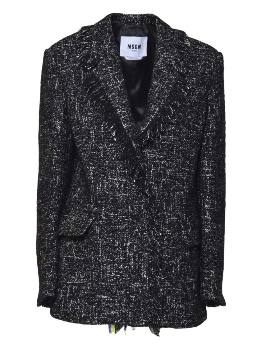 Msgm Black Fringed Edge Blazer