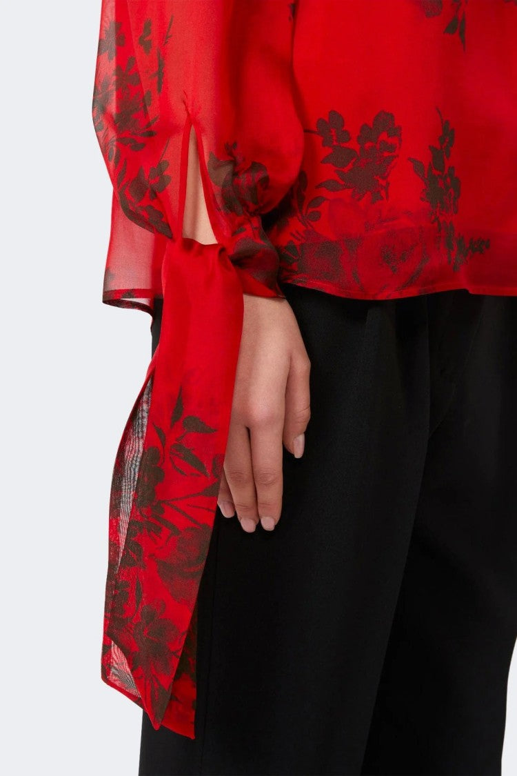 Max Mara Flowing Silk Blouse With Bow-Tied Cuffs