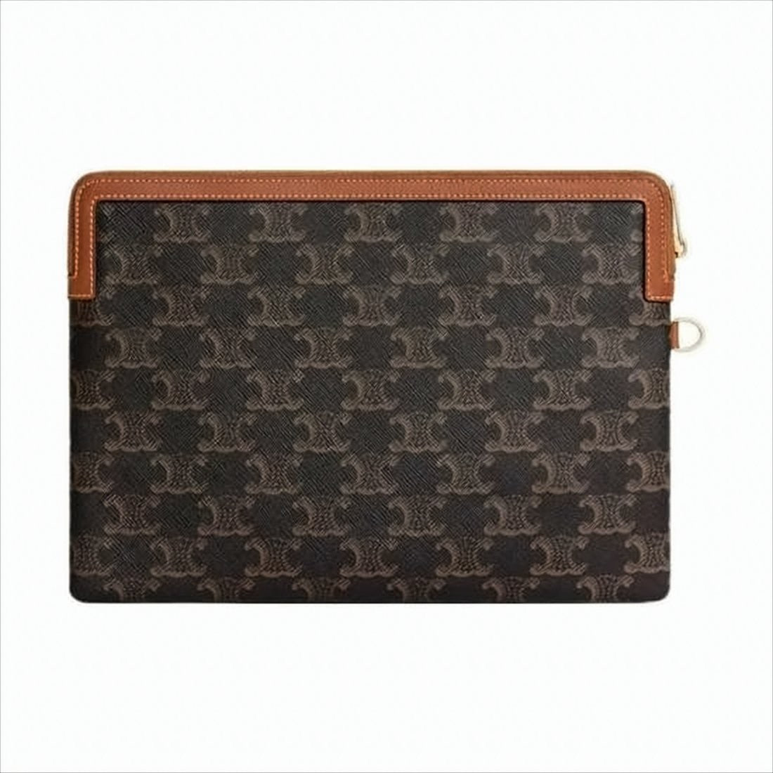 Celine Rectangular Dark Brown Logo Clutch