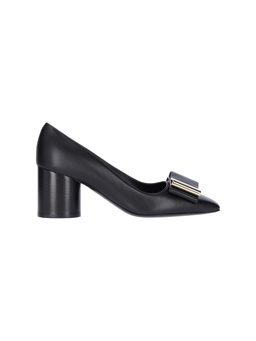 Ferragamo Doppio Fiocco Pumps In Black Leather