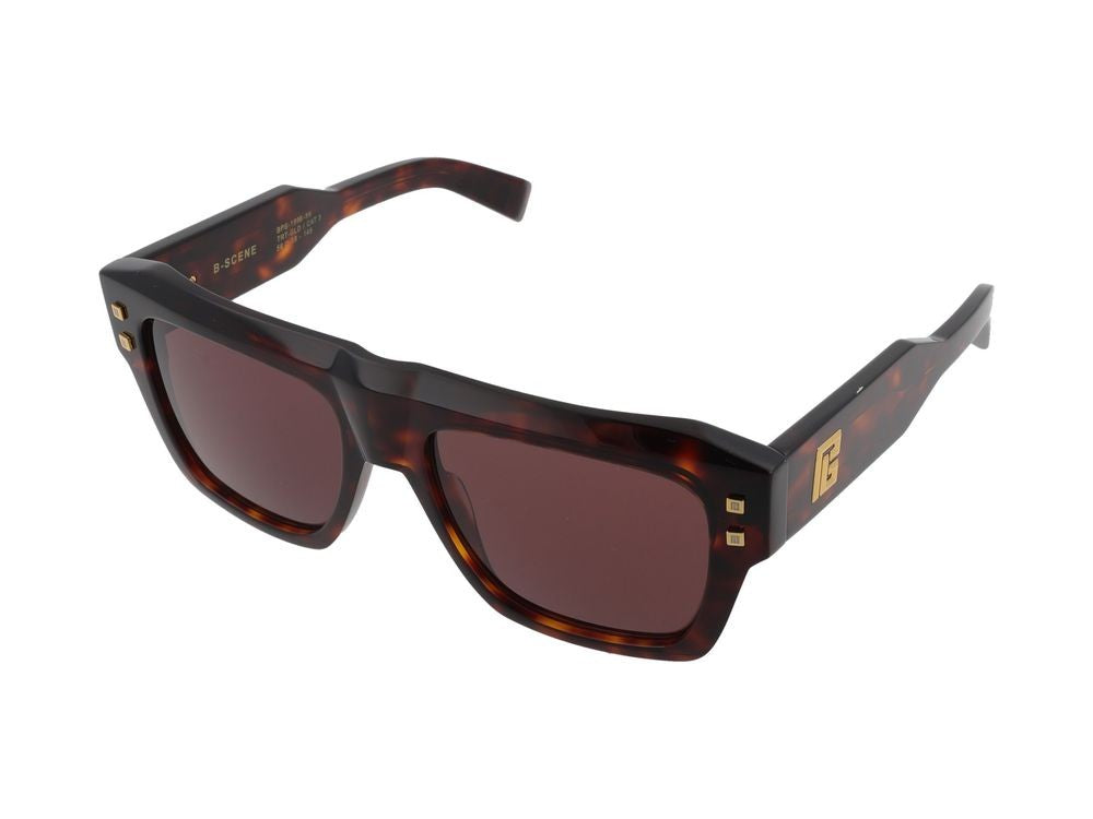 Balmain Tortoiseshell B-Scene Acetate Square Sunglasses
