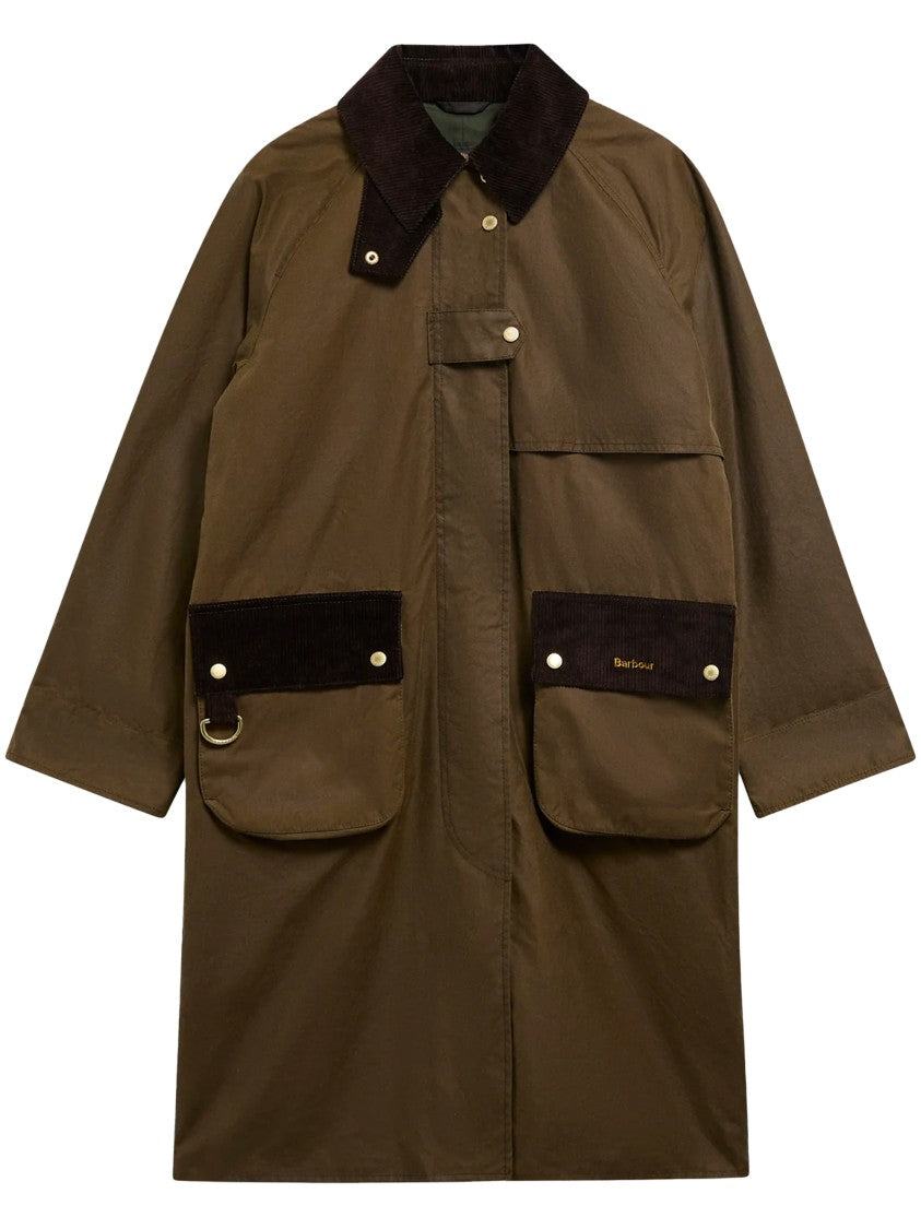 Barbour Classic Waxed Cotton Jacket With Corduroy Details