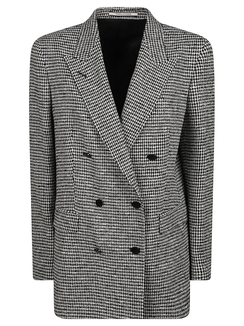 Tagliatore Double-Breasted Houndstooth Blazer With Tailored Silhouette