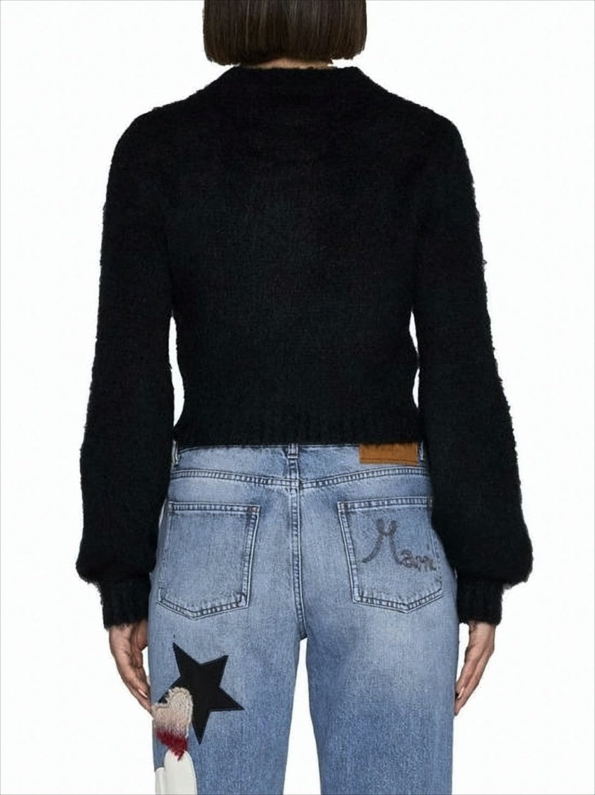 Marni Cropped Textured Knit Sweater