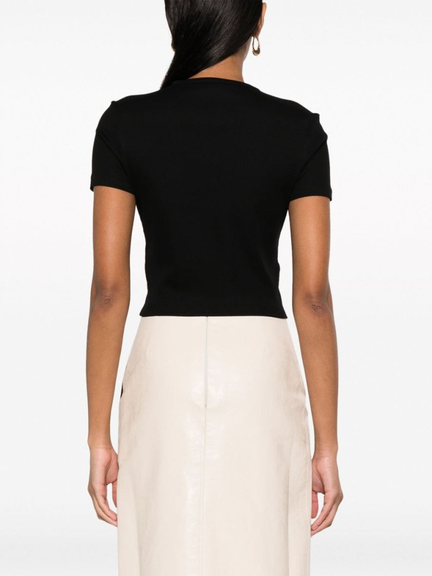 Fendi Fitted Short-Sleeved Crop Top With Ribbed Texture