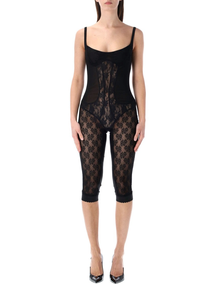 The Attico Body-Conscious Black Lace Overall