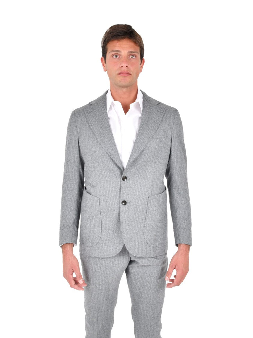 Franzese Collection Light Grey Pinstriped Suit With Tailored Blazer