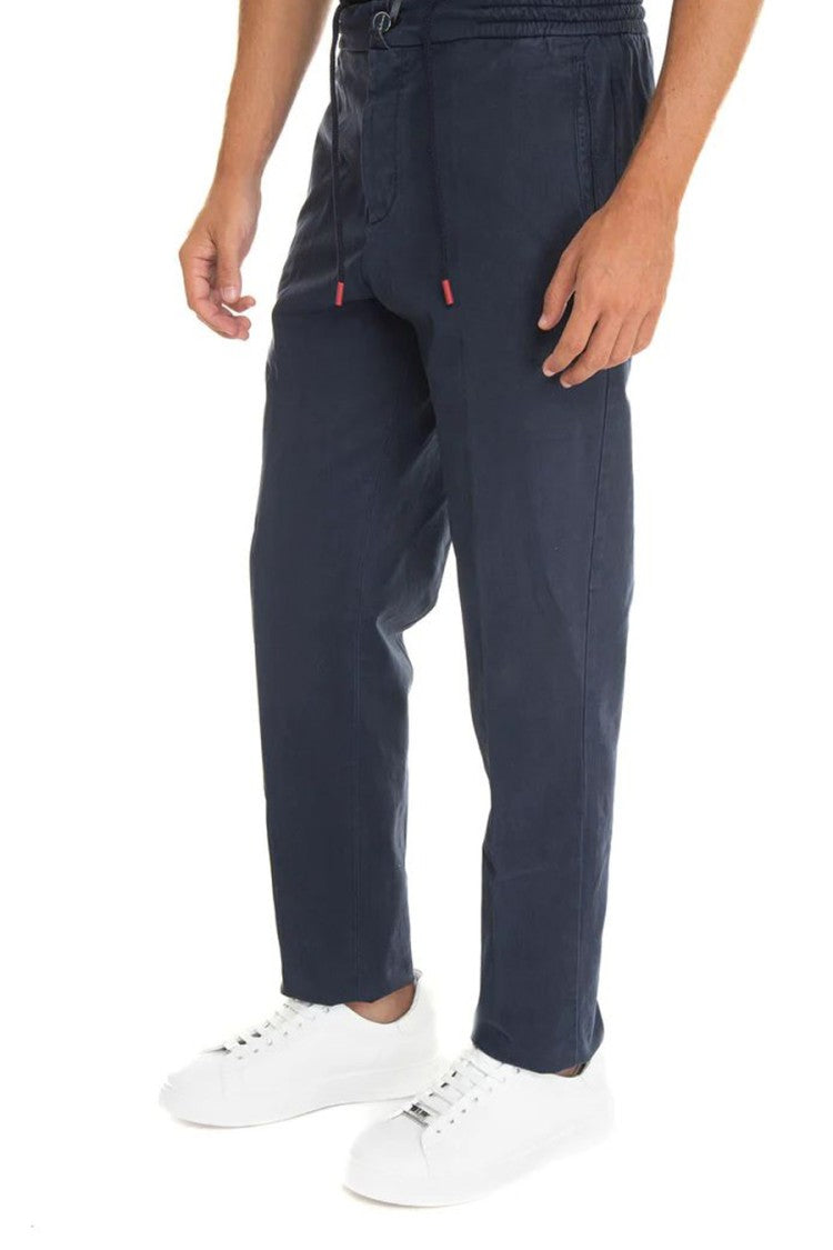Kiton Relaxed-Fit Blue Trousers With Drawstring Waist