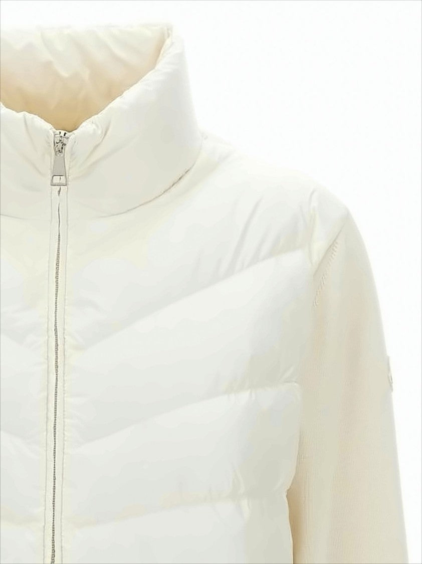 Moncler Padded Nylon Down Coat With Contrasting Knit Sleeves