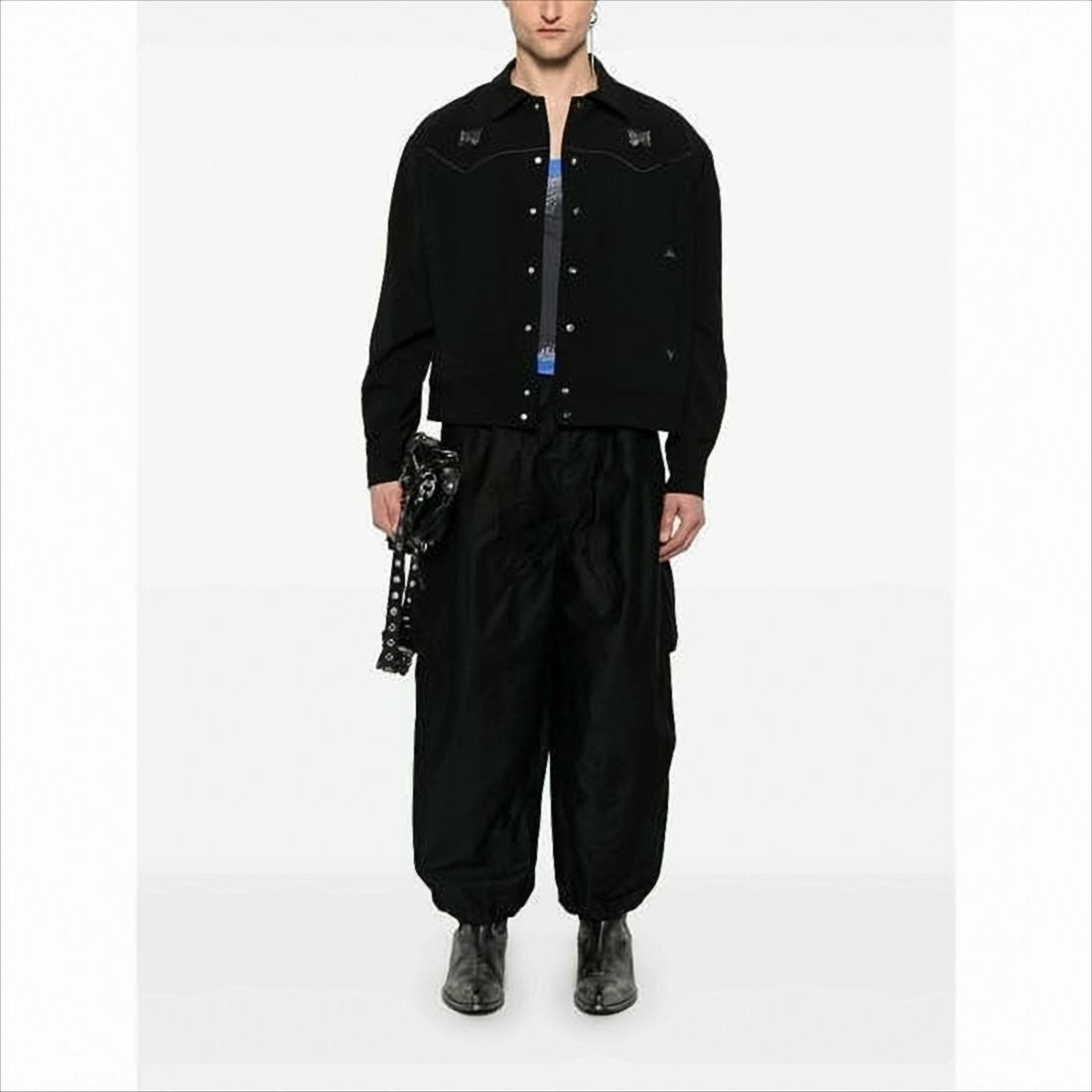 Needles Classic Collar Black Jacket With Butterfly Embroidery