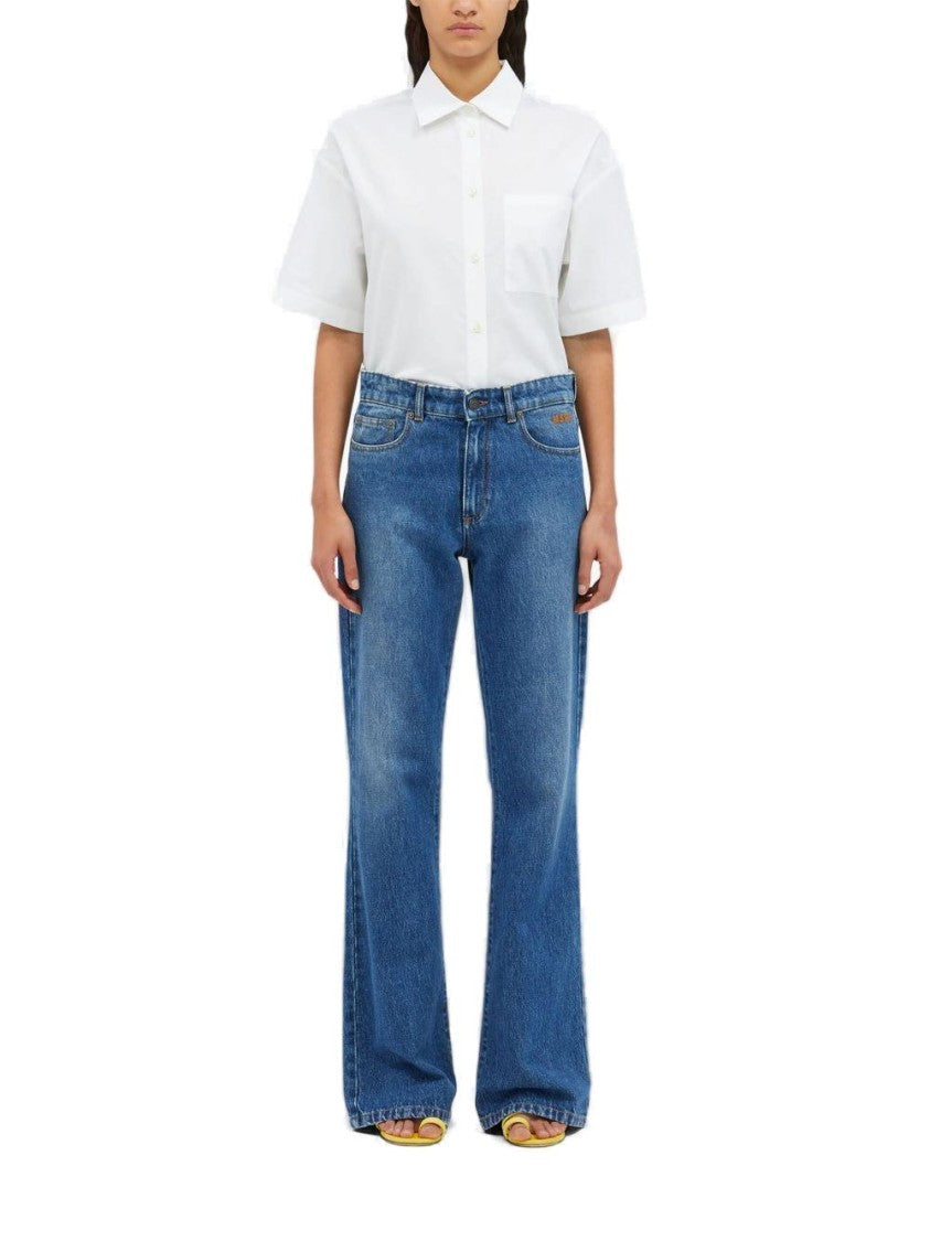 Msgm High-Waisted Blue Jeans With Classic Straight-Leg Cut