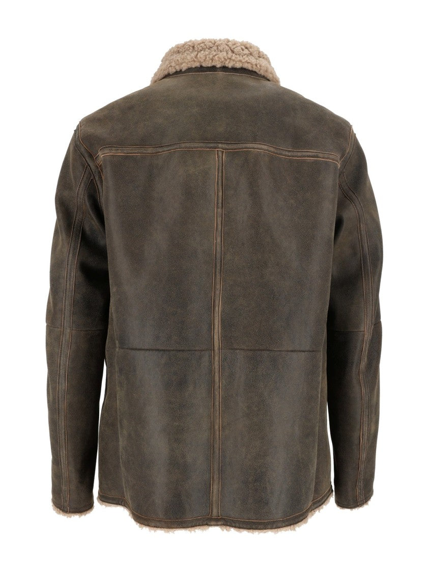 Gms-75 Brown Lamb Leather Shearling Jacket