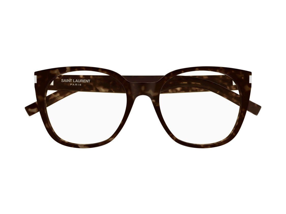 Saint Laurent Silver Sl 897 Tortoiseshell Oversized Round Eyeglasses