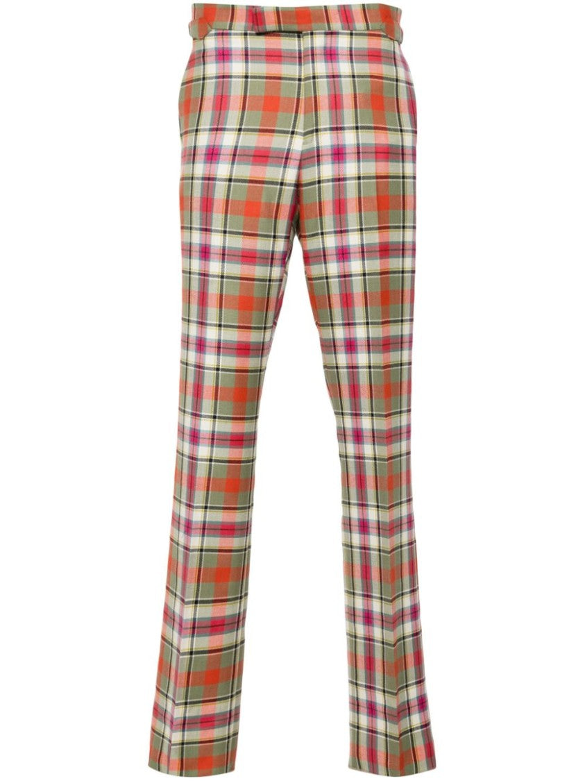 Vivienne Westwood Full-Length Trousers In Light Red Tartan Wool