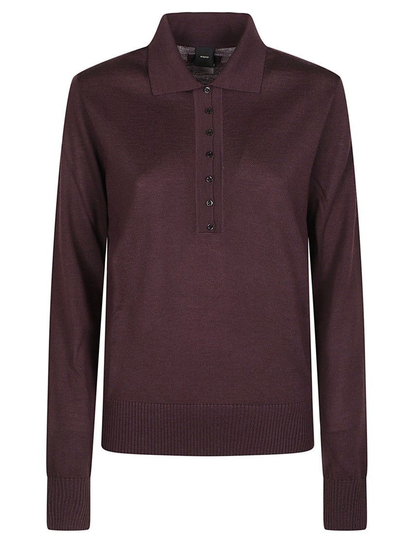 Pinko Vaduz Long Sleeve Wool-Blend Polo Shirt