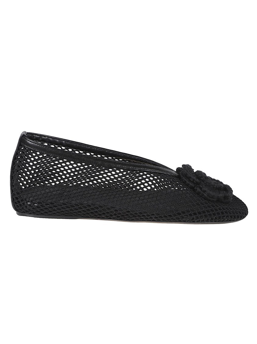 Ganni Ballerina Flats With Crochet Floral Detail