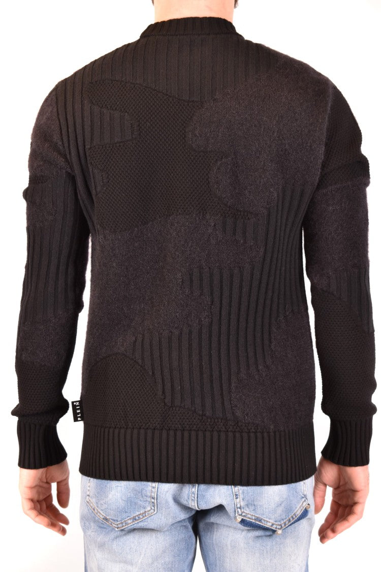 Philipp Plein Black Textured Wool-Blend Sweater