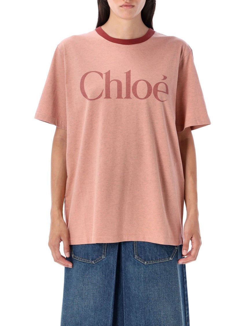 Chloé Logo Print Oversized Cotton T Shirt