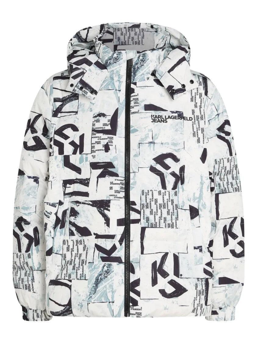 Karl Lagerfeld Structured Black Giubbino Jacket With Stand Collar