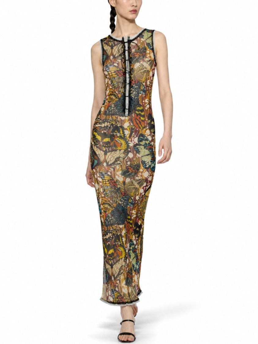 Jean Paul Gaultier Papillon Polyamide Butterfly Printed Dress
