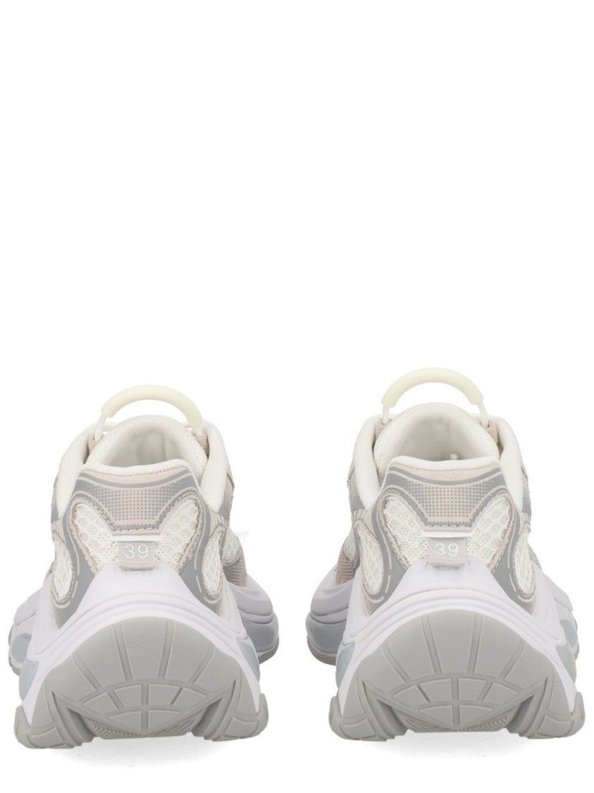 Ash White Dragon Leather Fabric Sneakers