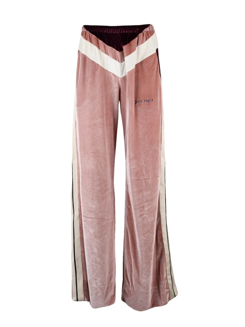 Palm Angels Velvet Tracksuit Pants With Chevron Detailing