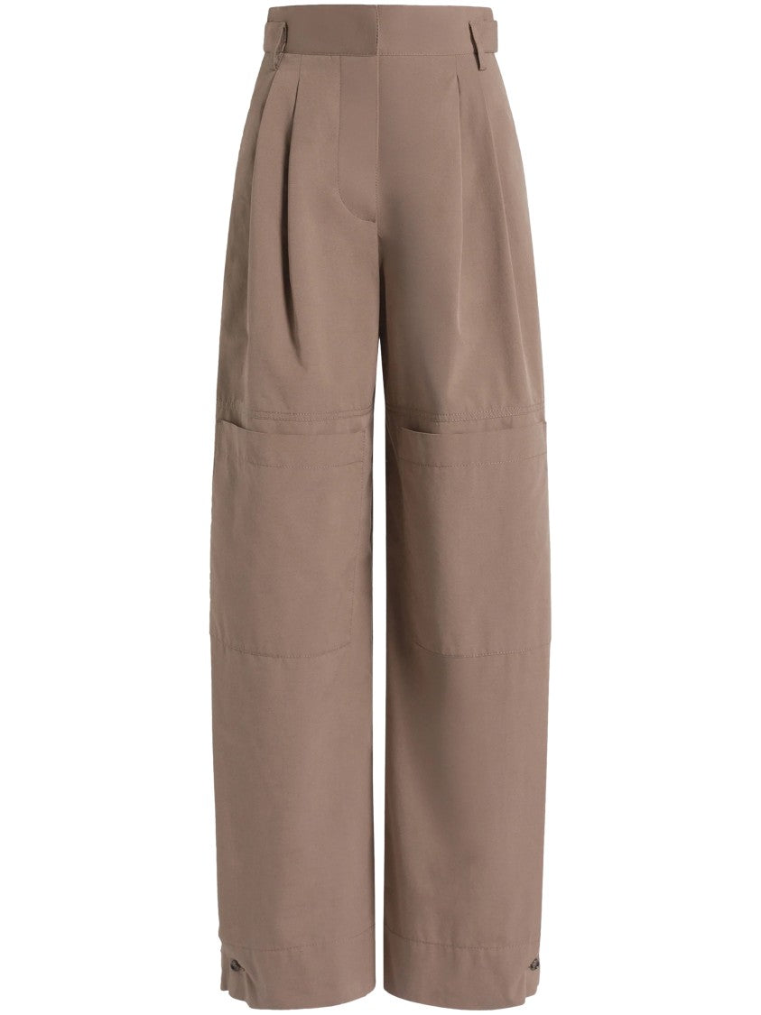 Alberta Ferretti Wide-Leg Trousers With Pleated Front And Seam Accents