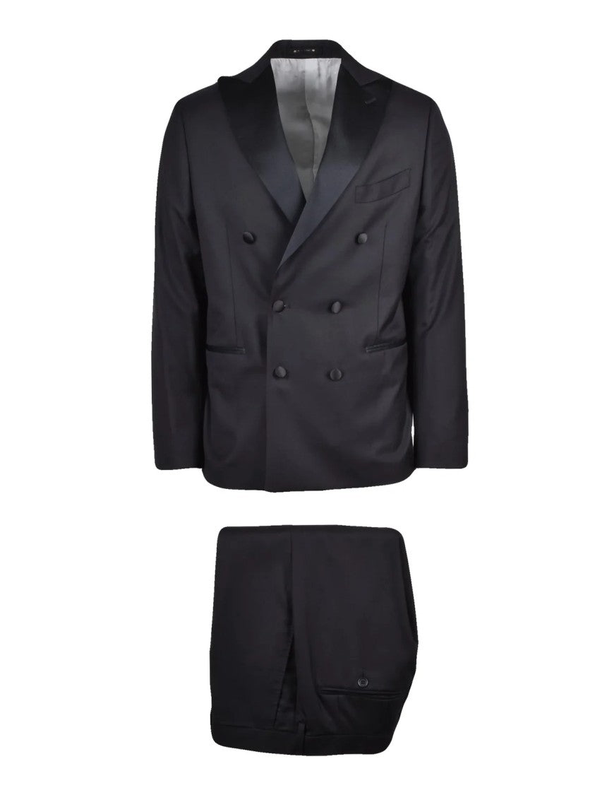 Summo Black Virgin Wool Double-Breasted Formal Suit