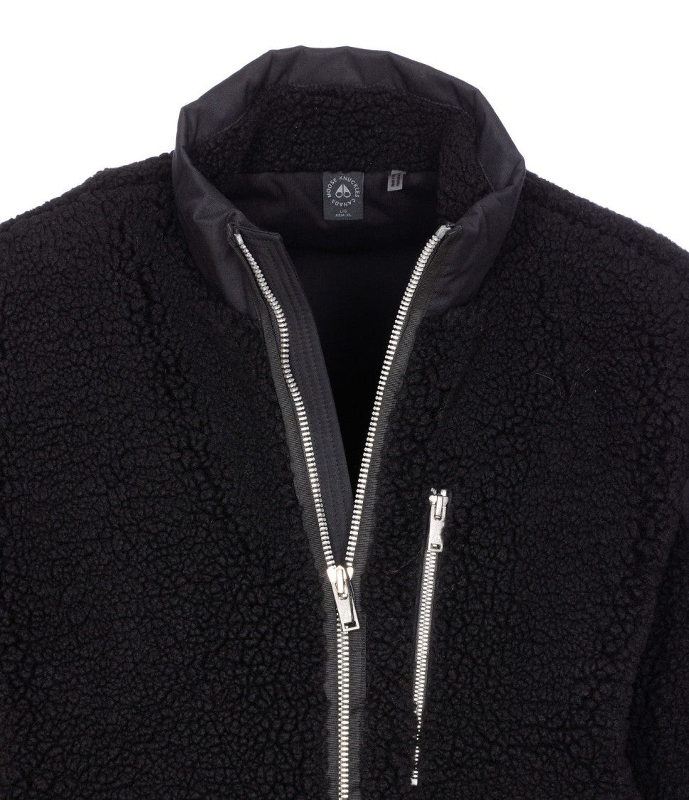 Moose Knuckles Plush Fleece Jacket With High Collar