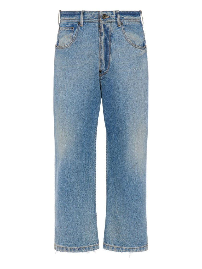 Maison Margiela Relaxed Fit Blue Jeans With Raw Frayed Hems