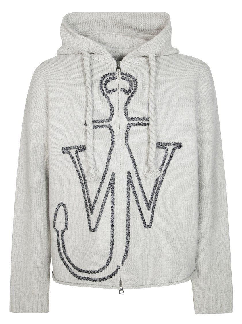 J. W. Anderson Cropped Grey Zip-Up Hoodie