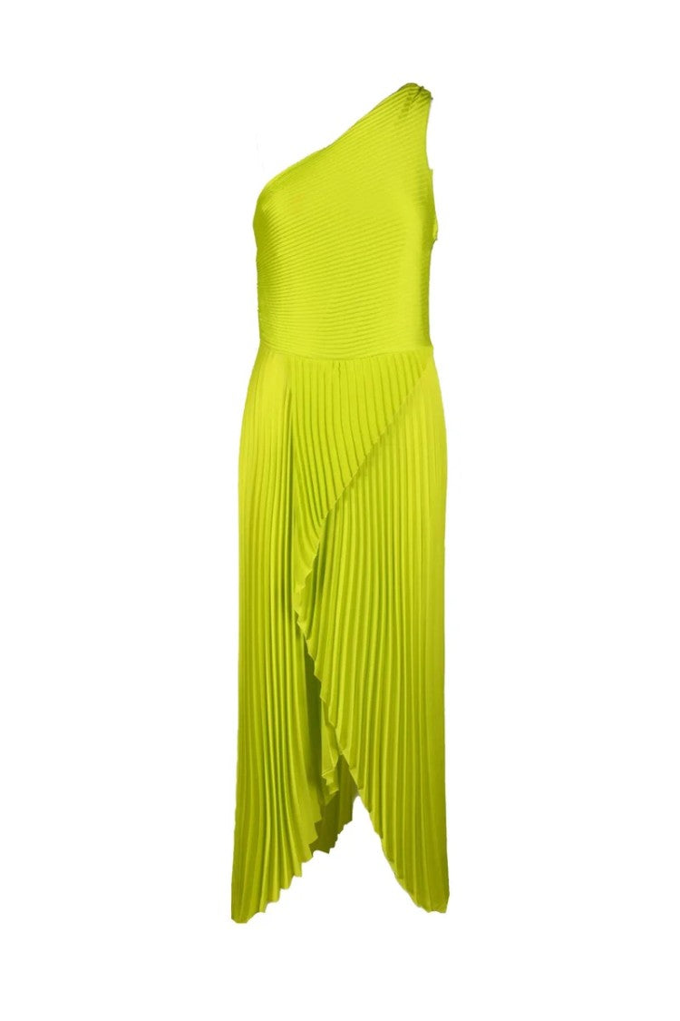 Simona Corsellini One-Shoulder Pleated Dress - Green