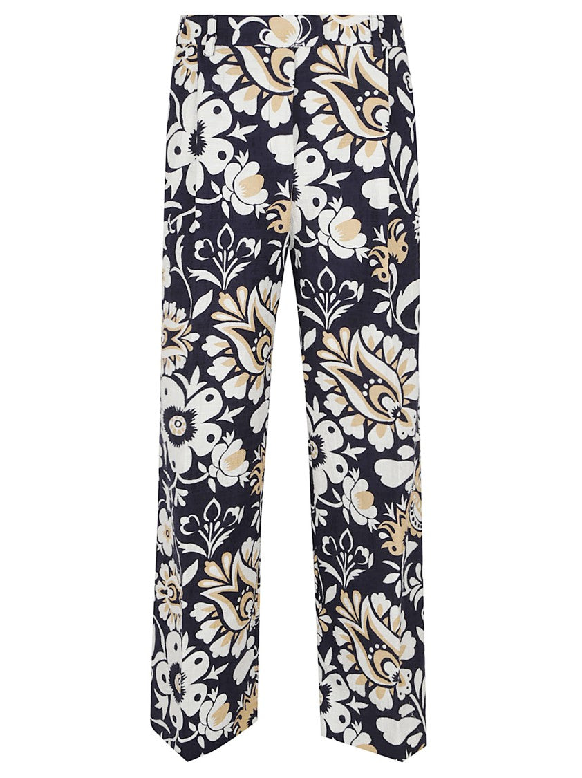 La Double J Wide-Leg Loose Pants With Boy Shirt Floral Print