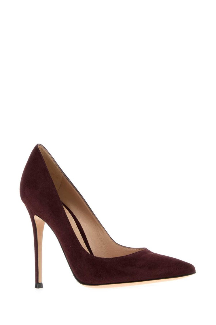 Gianvito Rossi Aubergine Suede Pumps With Pointed Toe