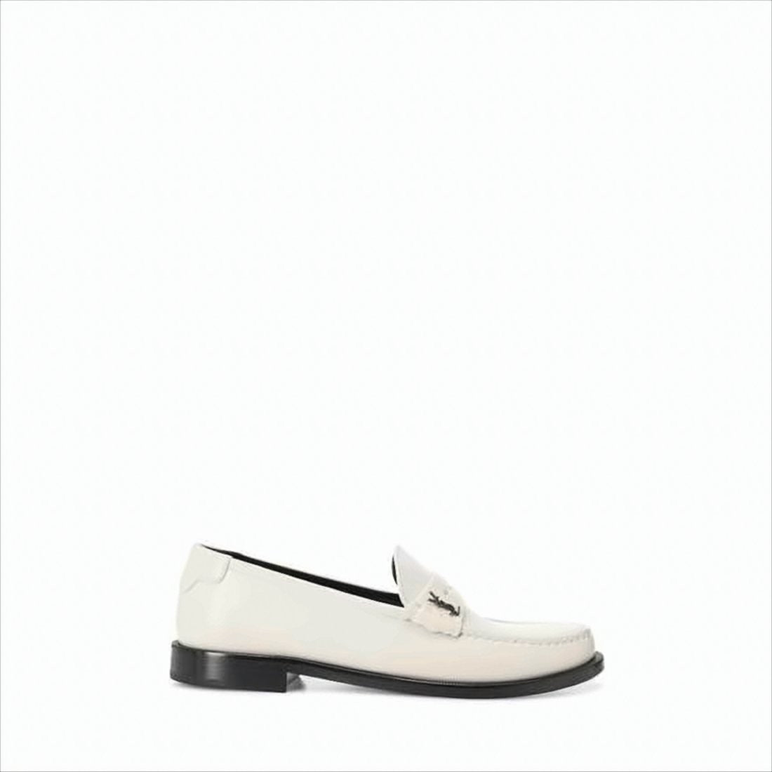 Saint Laurent Minimalist Lambskin Loafers With Metallic Accent