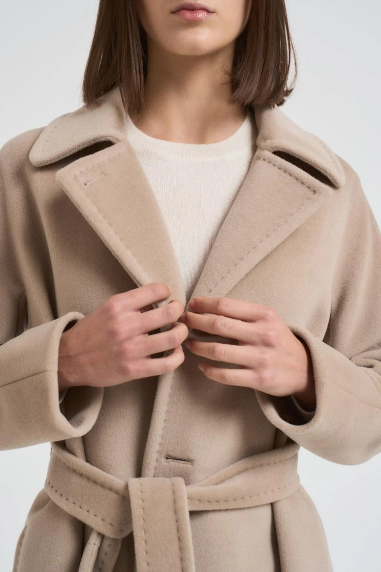 Max Mara Classic Long Coat With Wide Notched Collar