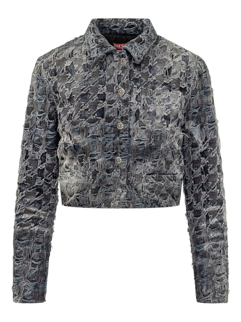 Diesel Cropped Grey Blue Denim Jacket