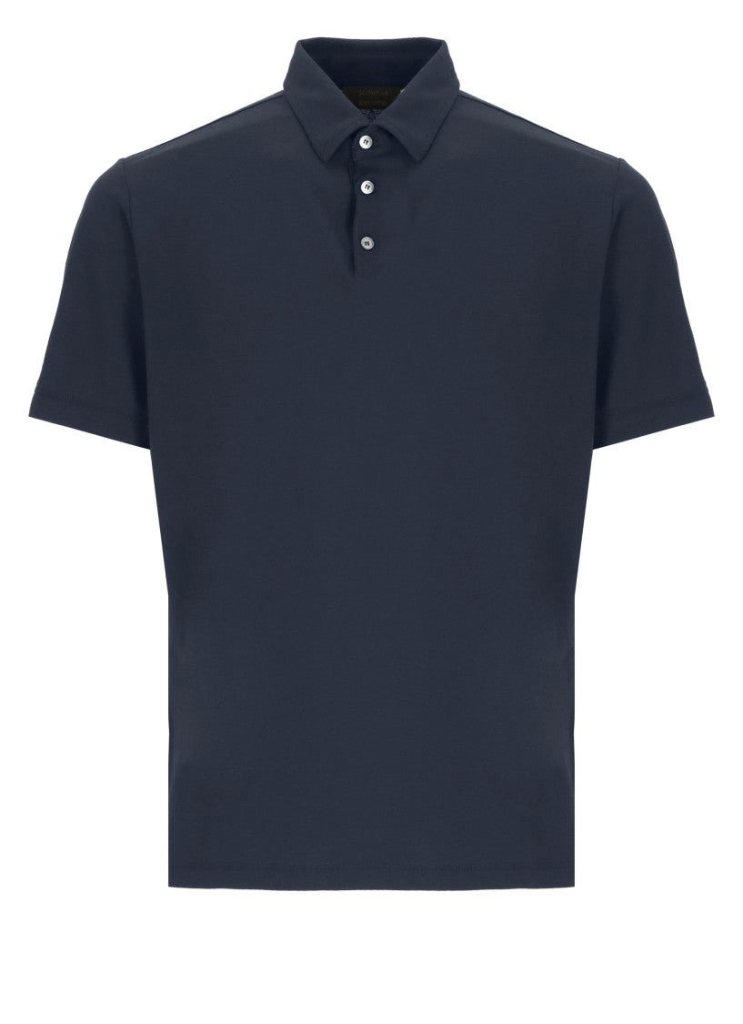 Zanone Blue Cotton Polo Shirt