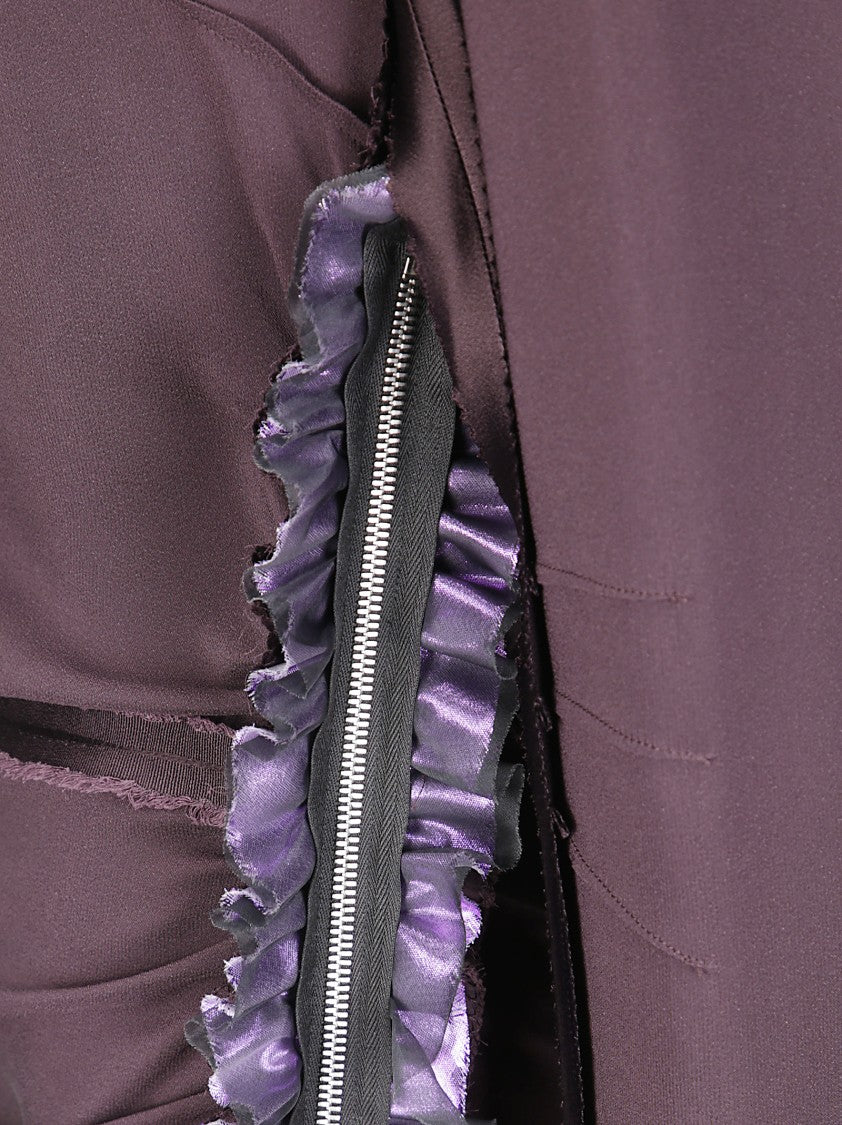 Maison Margiela Ruched Silk Dress With Deconstructed Design And Dual Zipper Details