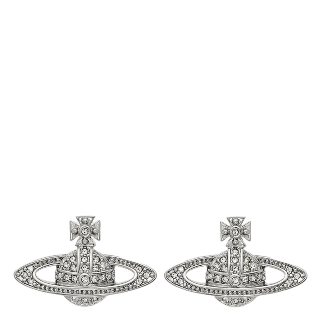 Vivienne Westwood Silver-Tone Orb Earrings With Cross And Crystal Adornments