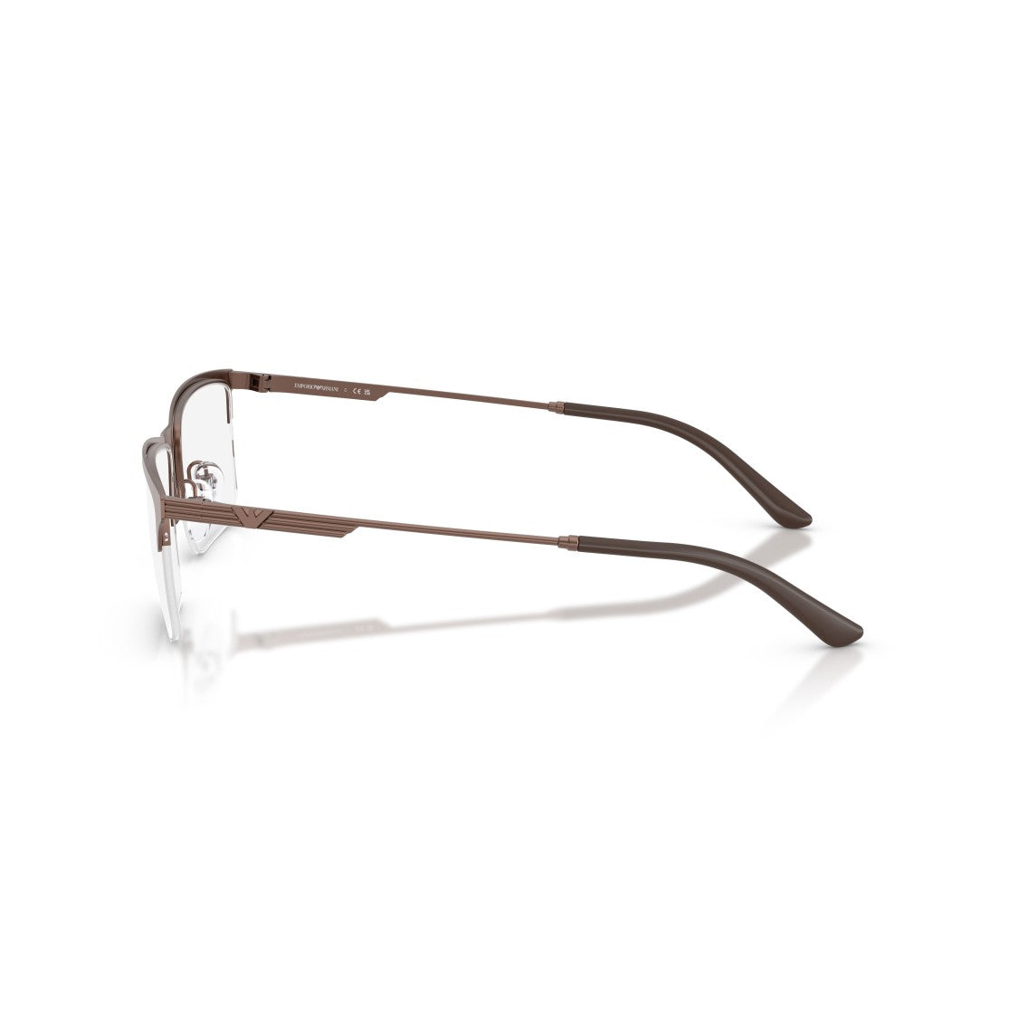 Emporio Armani 0Ea1177 Semi-Rimless Rectangular Frame Eyeglasses In Matte Brown
