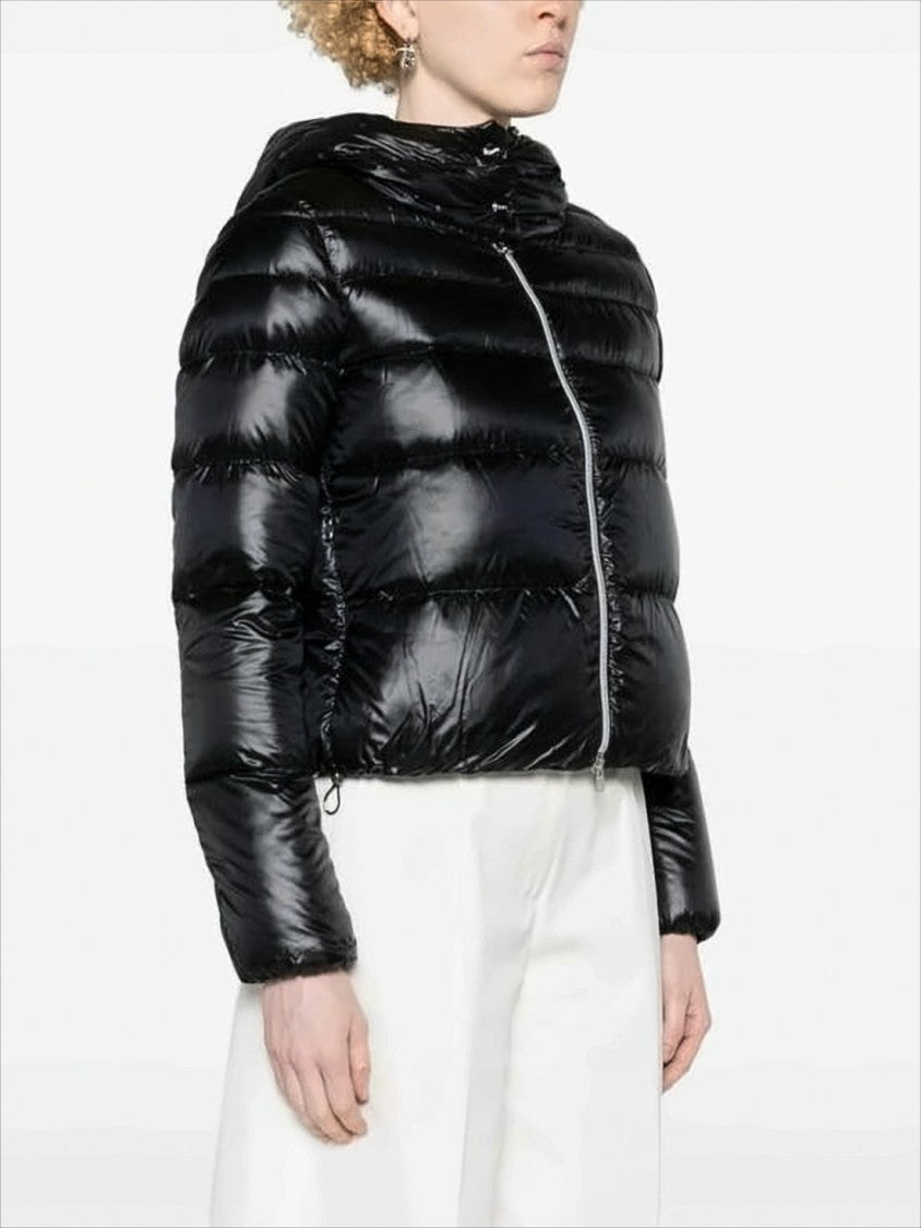 Herno Cropped Black Puffer Jacket With Finish