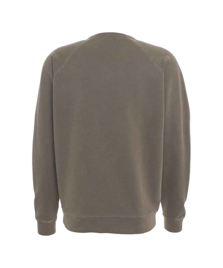 Closed Minimalist Brown Sweatshirt With Crew Neck And Raglan Sleeves