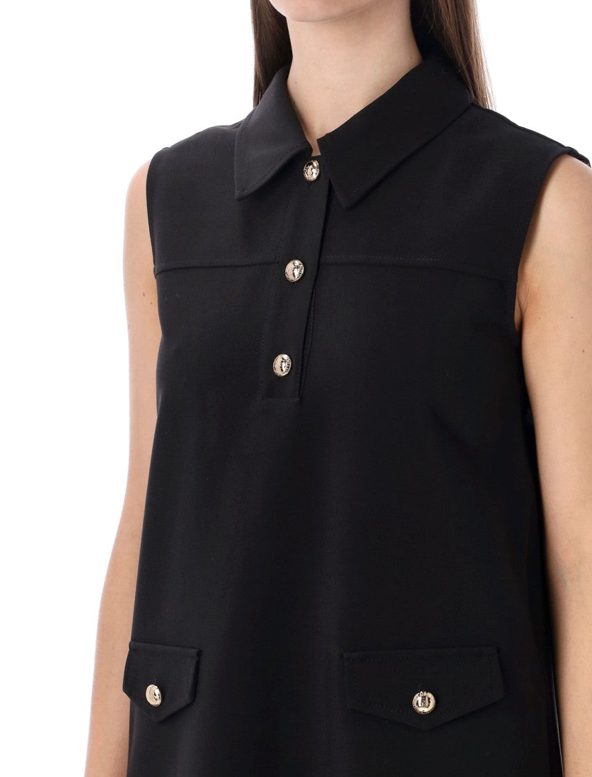 Ganni Twill Ruffled Hem Mini Dress