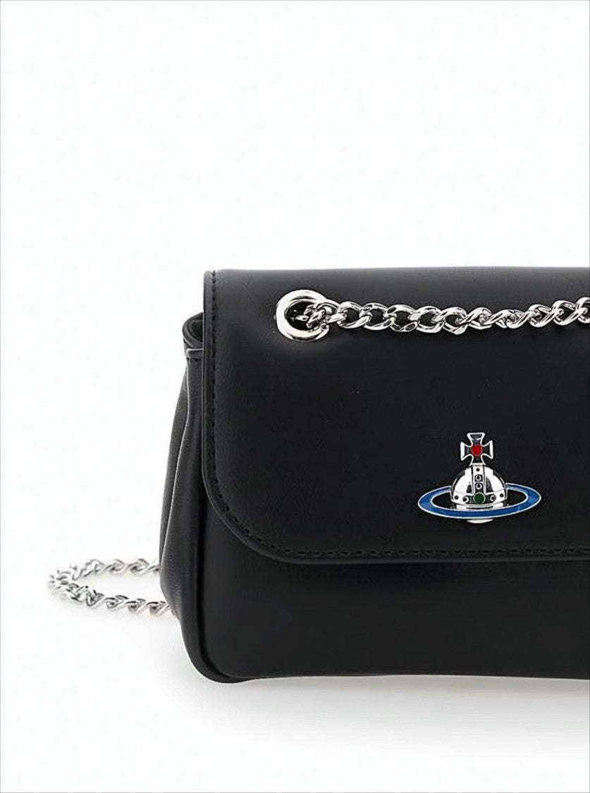 Vivienne Westwood Smooth Lambskin Shoulder Bag With Metallic Emblem