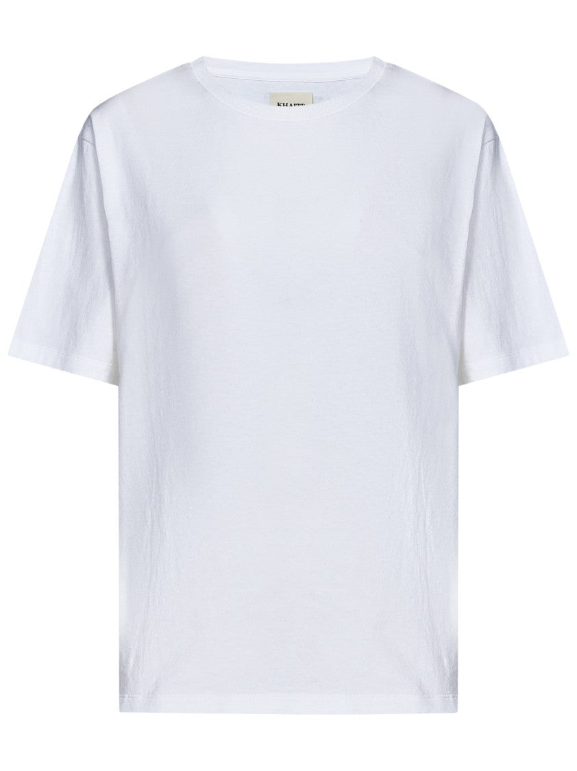 Khaite Tailored White T-Shirt With Cashmere Logo
